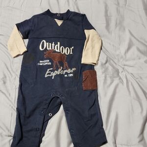 Outdoor Explorer Baby Romper with Moose Design